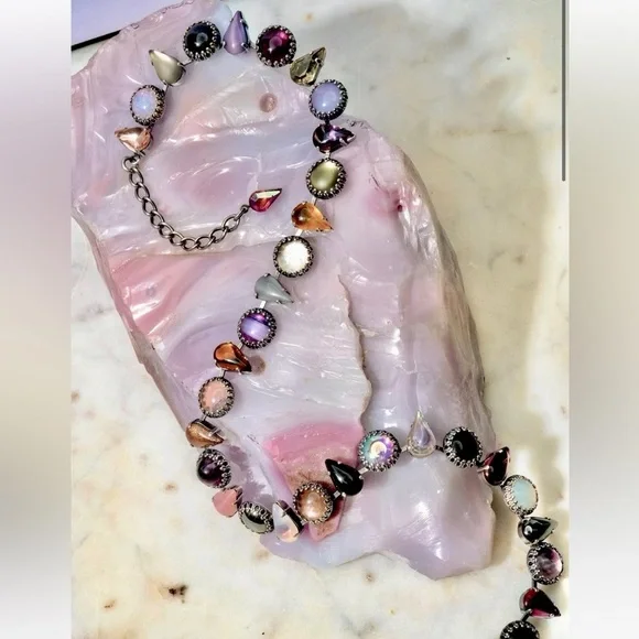 Glowing 1960s German Glass Stones Glass Choker - Picture 2 of 5